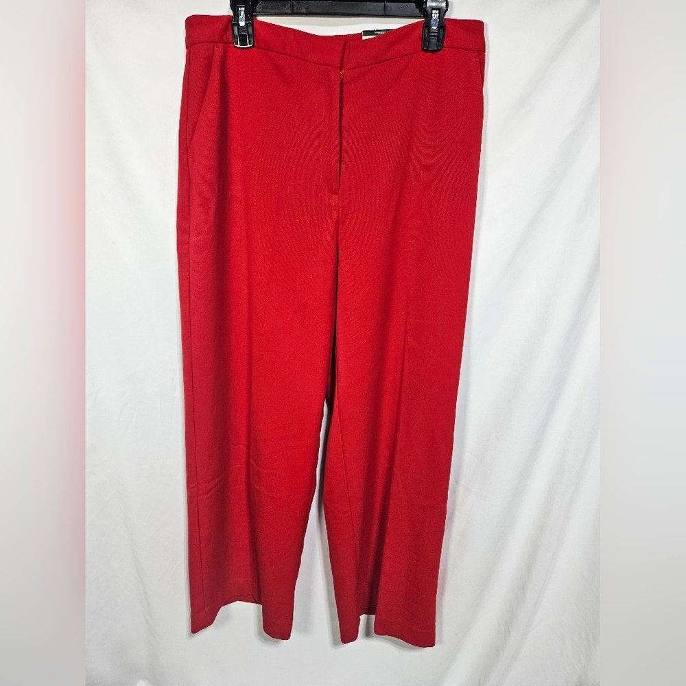 Worthington Petite Wide Leg Pants Red 14P Pull On Dress Pants High Rise Cropped